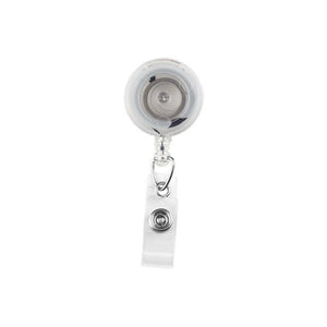 Carabiner Round Retractable Badge Reel with Clear Vinyl Strap (36 Cord) Black